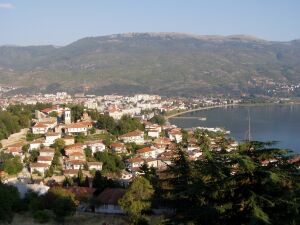 Blick aus Richtung Festung auf Ohrid